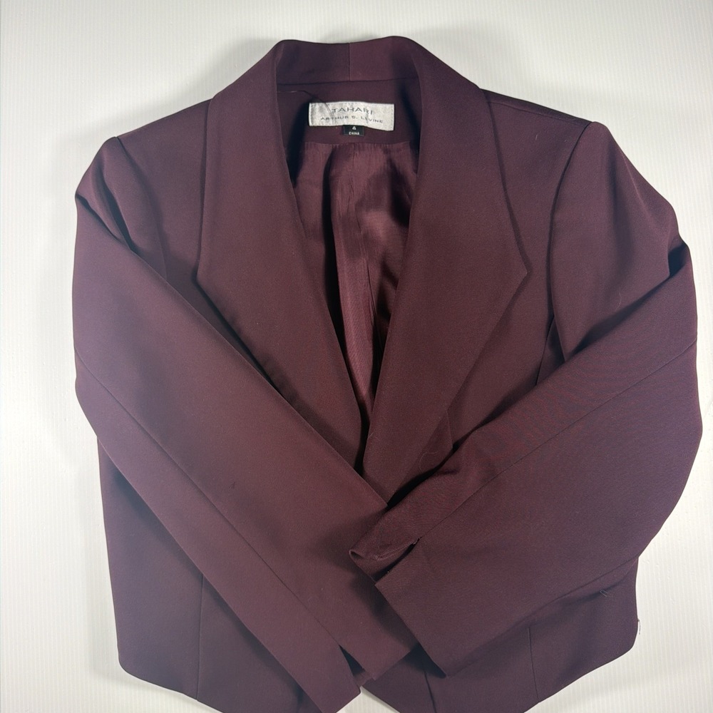 Tahari Arthur S. Levine Women's Burgundy Blazer Jacket Size 4 Career
